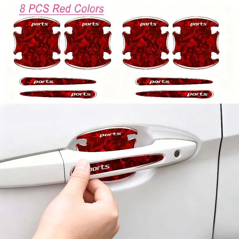 1 set carbon fiber car door wrist protection stickers door handle Anti collision decorative sticker Scratch-resistant wear view 5