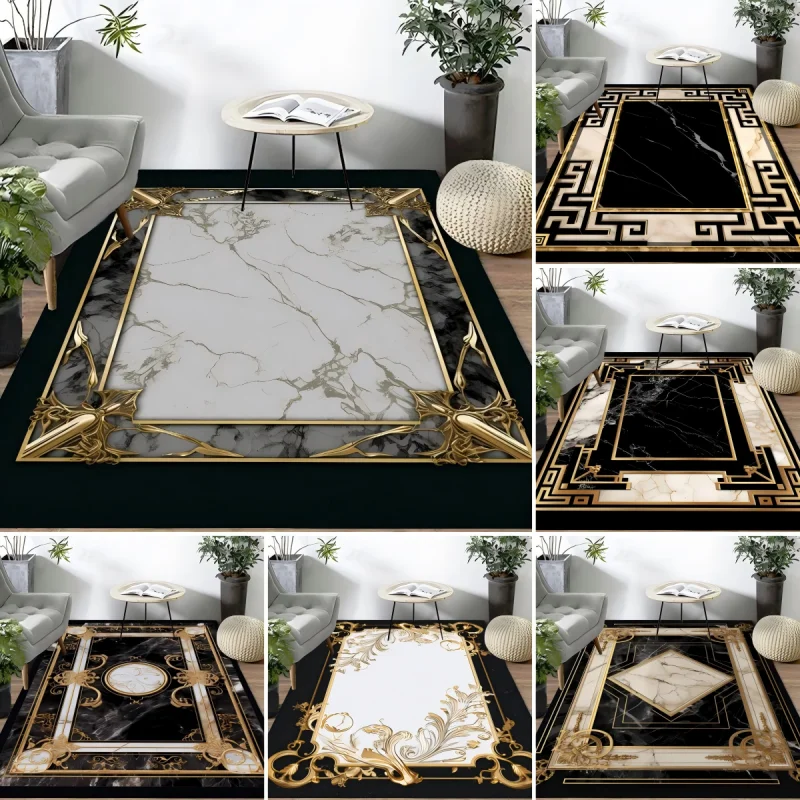 

European Marble Carpet Living Room Modern Home Decoration Luxury Lounge Sofa Cloakroom Rug Bedroom Entrance Non-slip Floor Mat