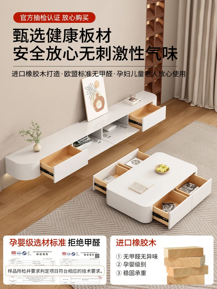 

Solid wood suspended TV cabinet, simple modern wall-mounted living room, small household floating rock slab TV cabinet