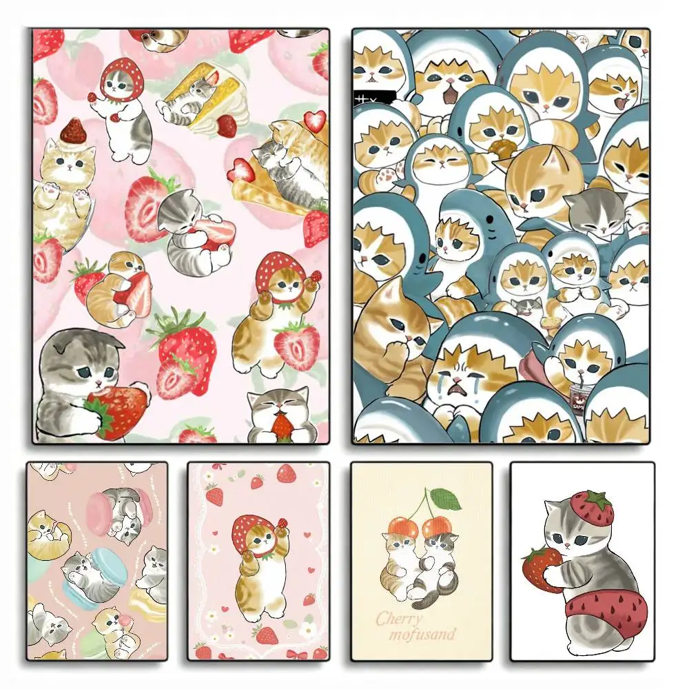 

M-Mofusands Lovely C-Cat Poster HD Self Adhesive Waterproof Wall Art Ideal for Home Office Dorm Gift