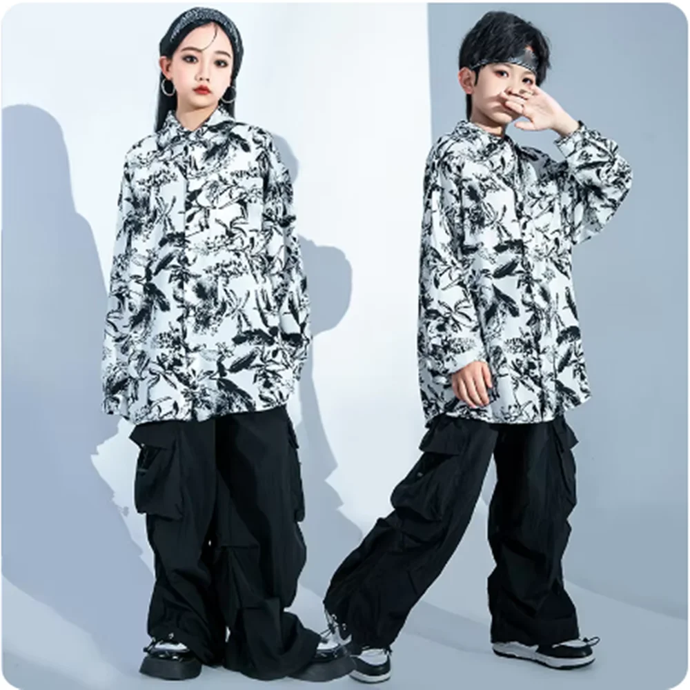Costume de danse Hip Hop pour enfants, vêtements de danse de rue pour garçons, vêtements de jazz Kpop pour filles, tenue de scène de performance de tambour pour enfants, noir