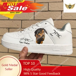 Tupac Rapper 3D Graffiti Platform Sneakers para homens e mulheres, flats casuais para meninas, sapatos de moda masculina, 2Pac