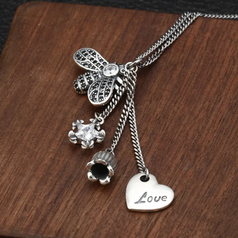 Imagem -03 - Sterling Silver Little Bee Cadeia Conjunto para Mulheres Multi Elemento Personalizado Presente Elegante Personalizado Novo Bocai-s925