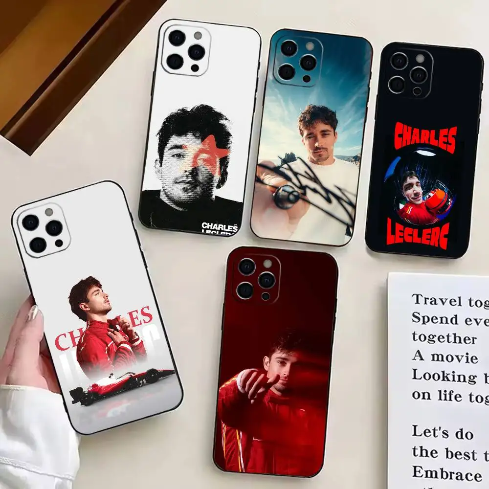 Hot Racing C-Charles L-Leclerc  Phone Case For iPhone17,16,15,14,13,12,11 Plus,Pro Soft Silicone Black Cover