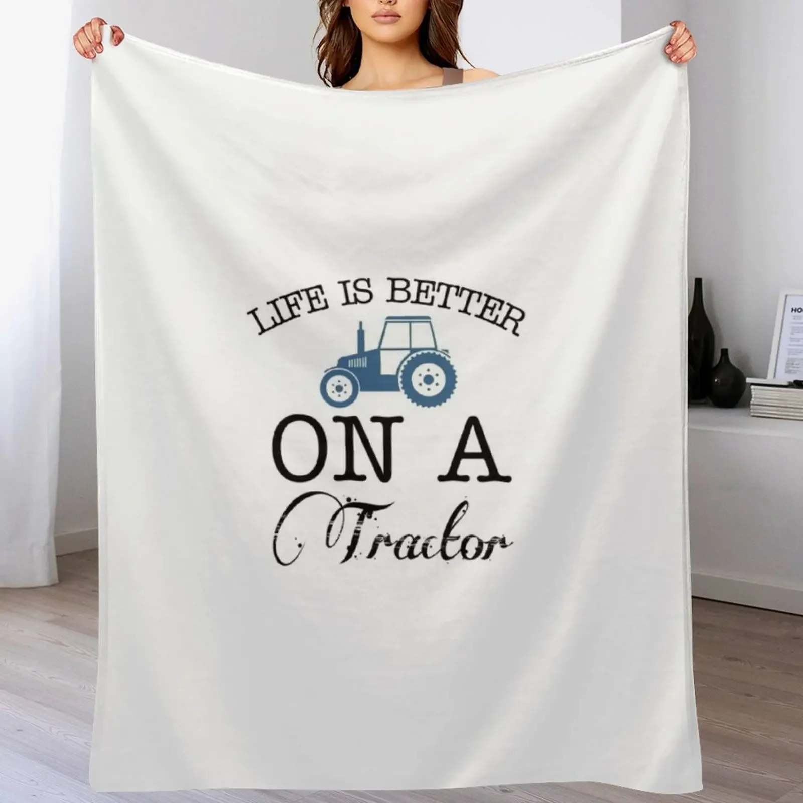 

life is better on a tractor Throw Blanket Travel Size Cozy Blanket for Plane Train