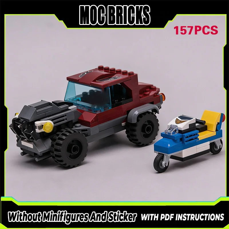 

City Car Model MOC Building Bricks Modified Car And Scooter Modular Technology Gifts Holiday Assemble Children Toys Suit