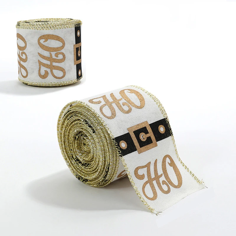 

Five pieces, 6.3cm new Christmas style imitation linen Christmas ribbons, gingerbread, pine cone decorative ribbons, handmade si