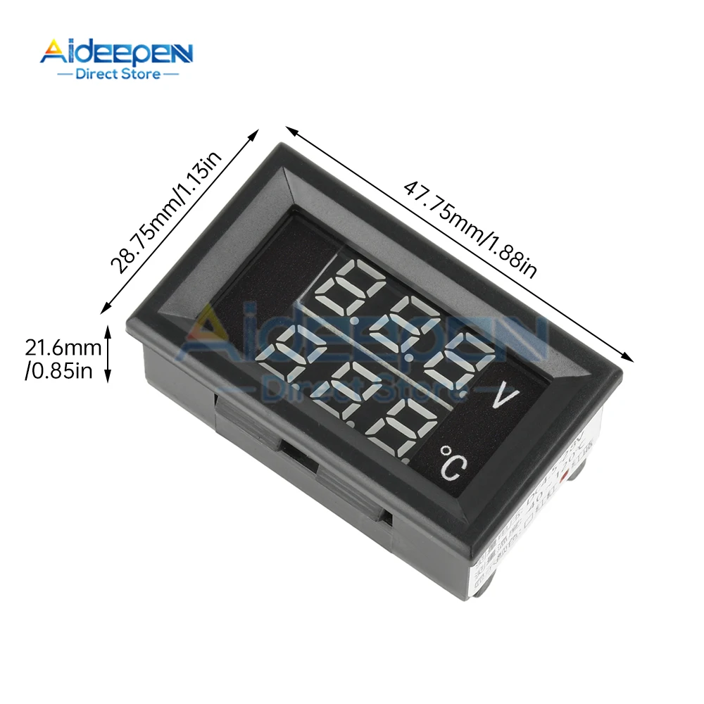 Voltímetro de temperatura de coche 2 en 1 DC 4-28V medidor de voltaje automático pantalla medición Digital para coche motocicleta barco termómetro