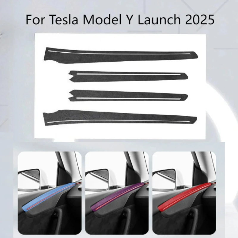 

For Tesla Model Y Juniper 2025 Car Door Trim Strip Alcantara Suede Ultra-thin Decor Sticker Interior Modification Accessories