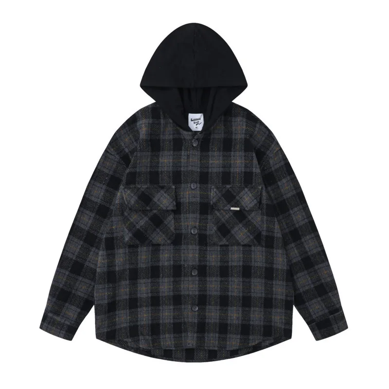 

Mens Flannel Shirt Long Sleeve Button Down Plaid Shirts with Hooded Soft Brushed Checked Shirt for Men Utility Casual Shirt