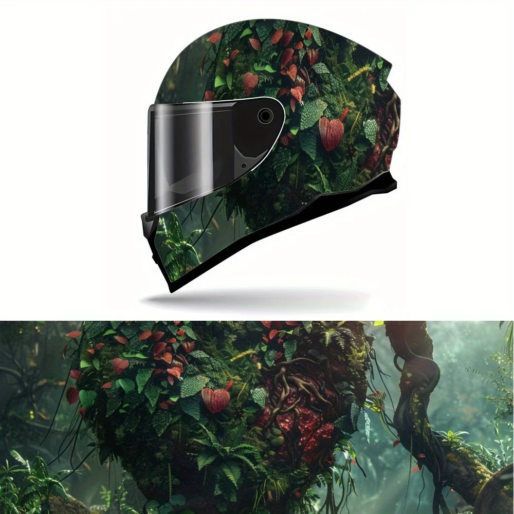 

Full Face Helmet Decals with Heart-shaped Forest pattern - Durable and Waterproof PVC, self-adhesive Motorcycle Racing Helmet Ae