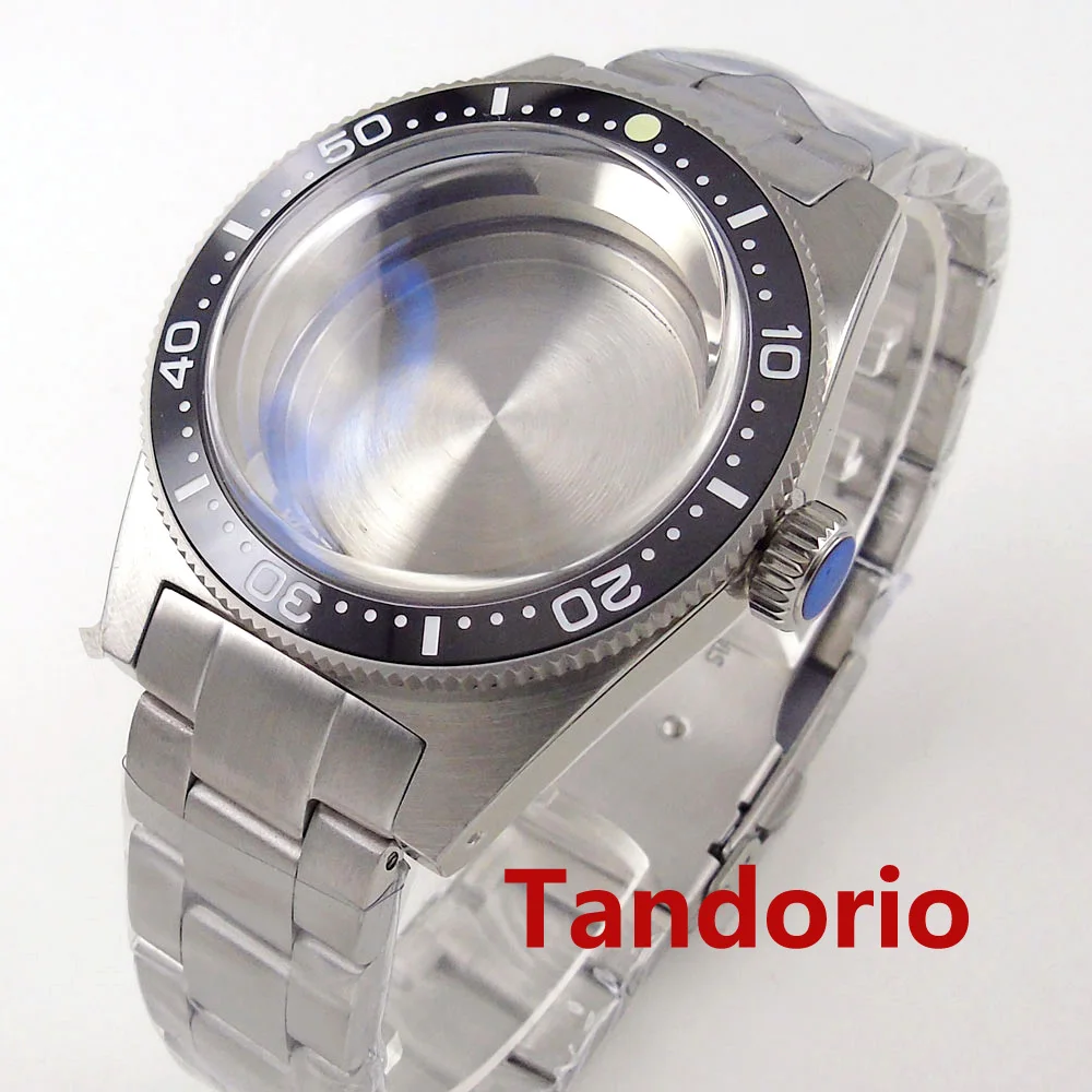 300M Diving Tandorio 41mm Stainless Steel Auto Watch Case AR Domed Sapphire Glass Fit NH35 NH36 ETA2824 PT5000 120 Clicks Bezel