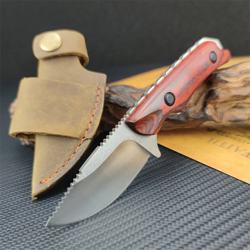 

Fixed Blade Knife BM 15017 Drop Point Blade Wood Handles Hunting Camping Survival Self-defense Tactical EDC with Boltaron Sheath