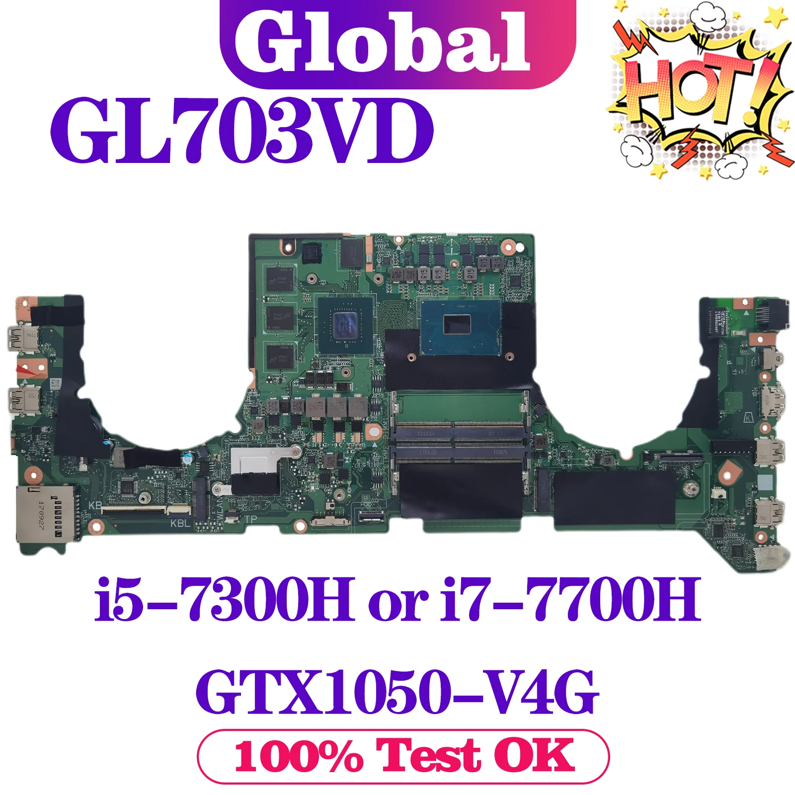 KEFU DABKNMB28A0 Mainboard For ASUS ROG Strix GL703VD GL703V Laptop Motherboard i5 i7 7th Gen GTX1050-4G MAIN BOARD