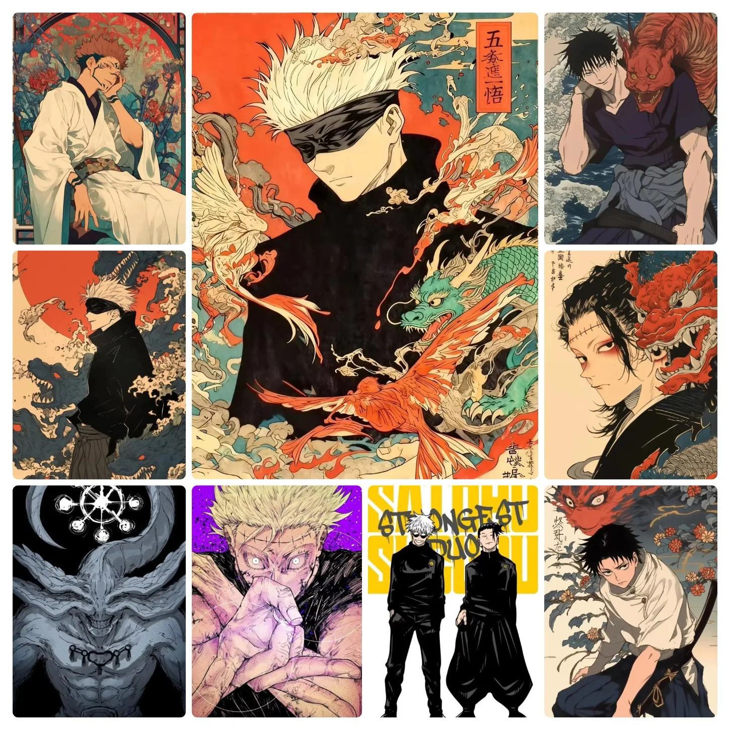 Jujutsu Kaisen Sukuna Anime 500/1000 PCS Jigsaw Puzzles Challenging Family Activity Games for Gameroom Bedroom Unique Gifts