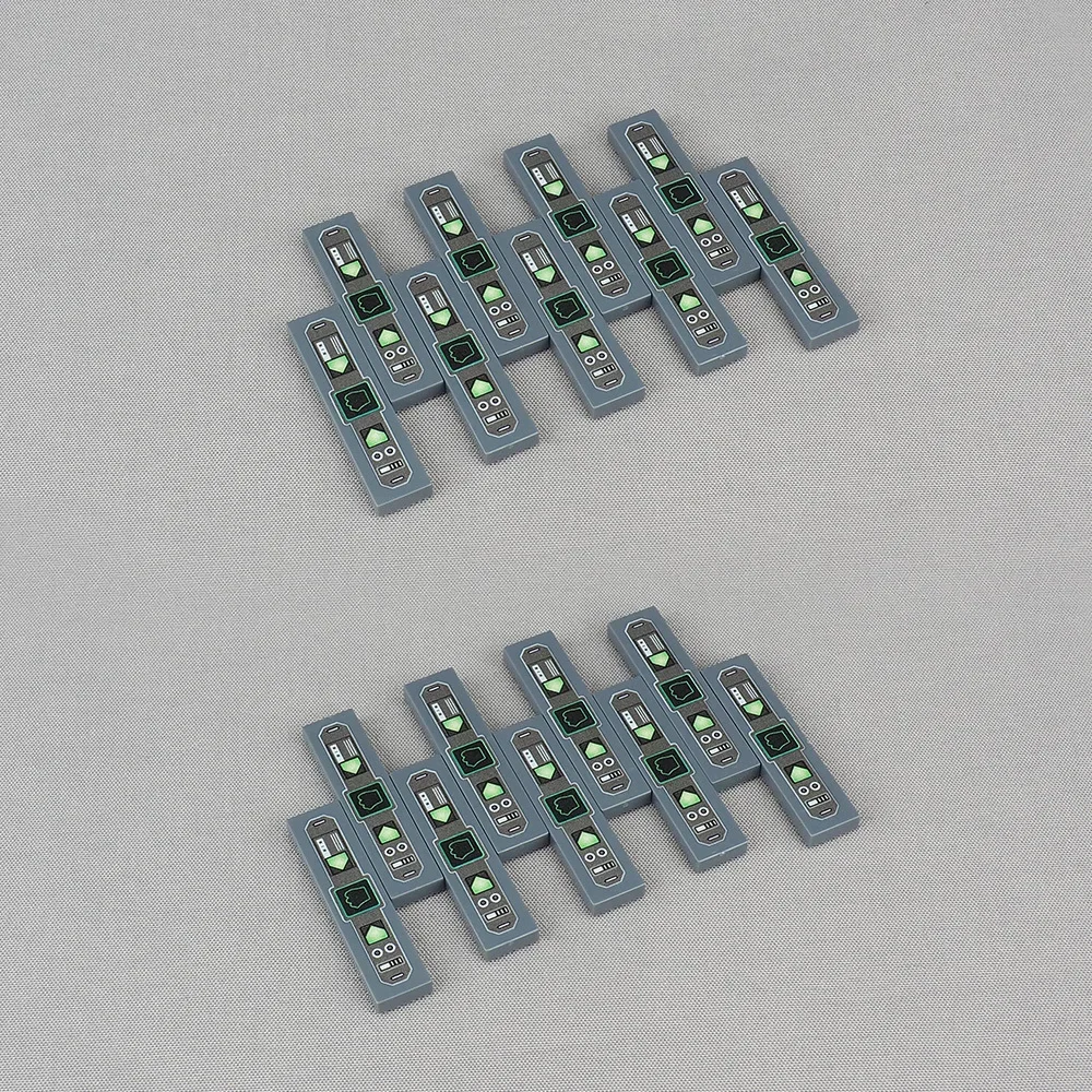 MOC 10PCS 2431 Mechanical Fingerprint Recognition Lever Printed Button Pattern Building Blocks Vehicle Machine Brick Toys Gifts