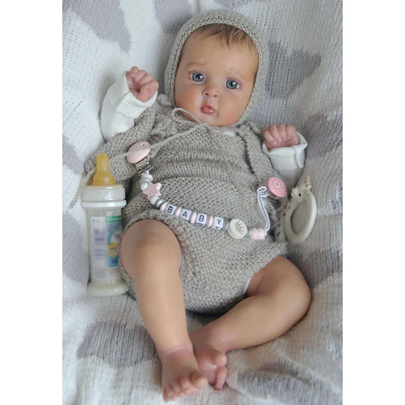 

48CM Reborn Dolls Jocy Newborn Baby Size Real Picture Lifelike Handmade 3D Skin Rooted Hair Visible Veins