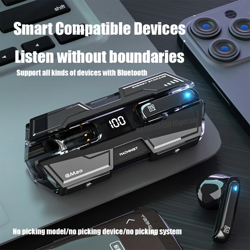 TWS Wireless Bluetooth 5.3 GM20 Gaming Headset Dual Mode High Range HiFi Stereo Audio Headset For Music image 5