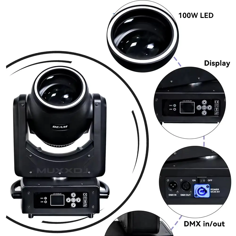 MUXXDJ BPM-Beams NEW PRODUCT 100w Battery Beam Moving Head Light with Wireless DMX Sharpy Lights Stage DJ Wedding Party