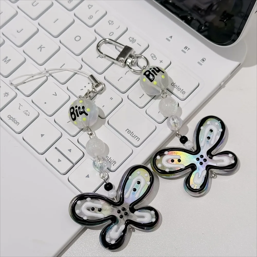 كتلة اللون فراشة أحزمة الهاتف المحمول مكافحة خسر لطيف المفاتيح الحبل آيفون حالة كاميرا قصيرة سلسلة تزيين مُثبت #1