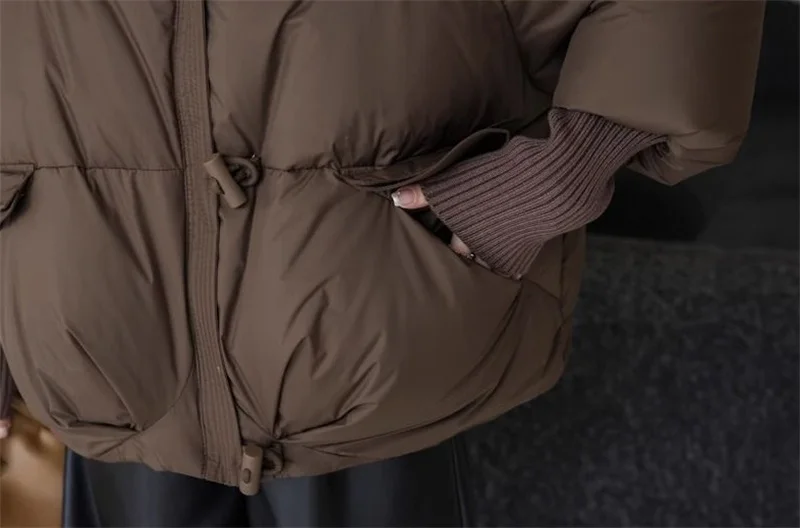 Winter New 2025 Down Cotton Jacket Short Parka Coat Western Korean Version Loose Cotton Jacket Big Fur Collar Thick Overcoat