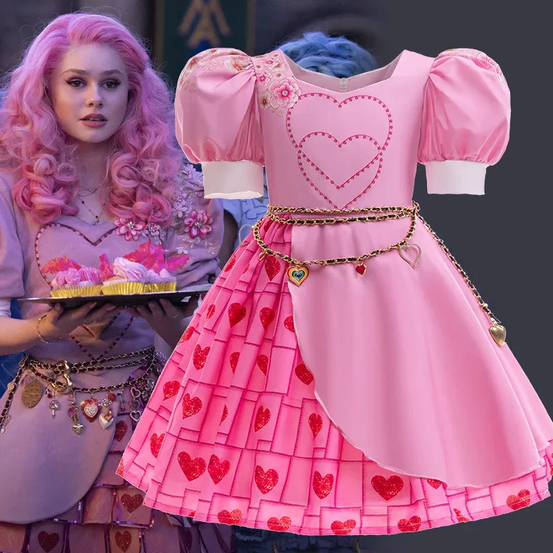 

Descendants 4 Bridget Cosplay Dress Girls The Rise Of Red Chloe Costumes Hallloween Kids 3D Print Gown Fantasy Disguise Outfits