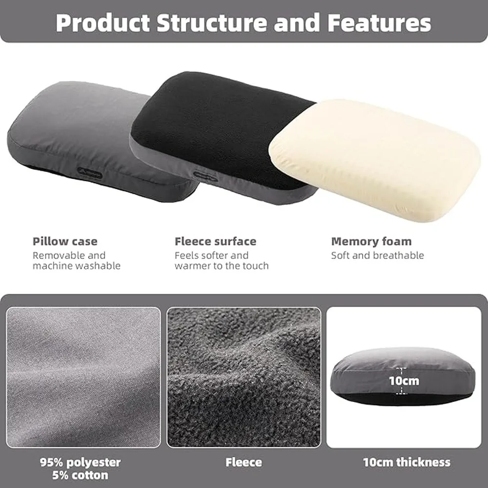 Neck Support Pillow Memory Foam Camping Travel Portable Nap Cervical Car Outdoor Sleep Promotes