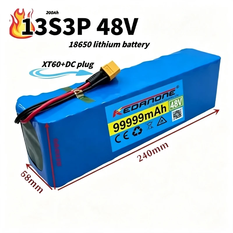 Nuova batteria agli ioni di litio da 48V 99999mAh 2000W 13S3P DC/Pokemon per motori da 48V con BMS