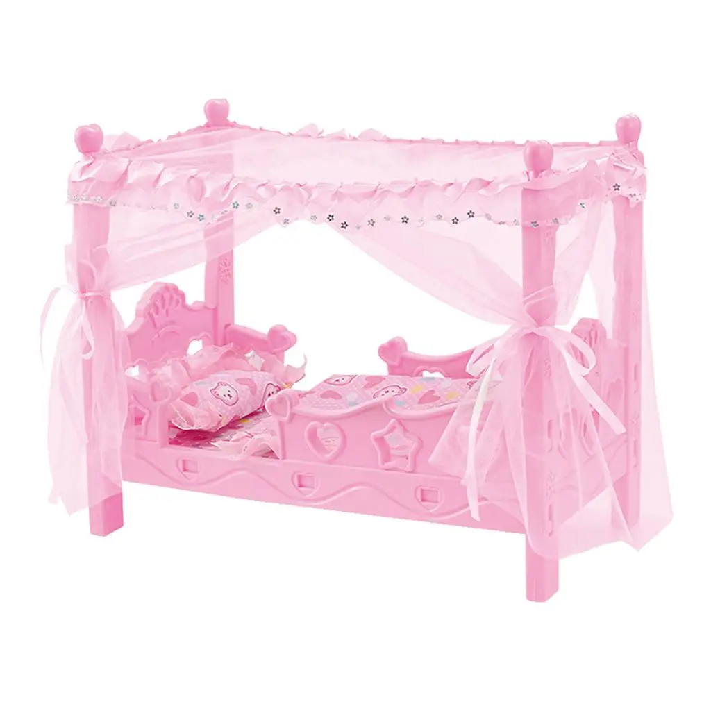 Doll Sleeping Crib with Canopy & Bedding for Mel-chan Doll Furniture Pink