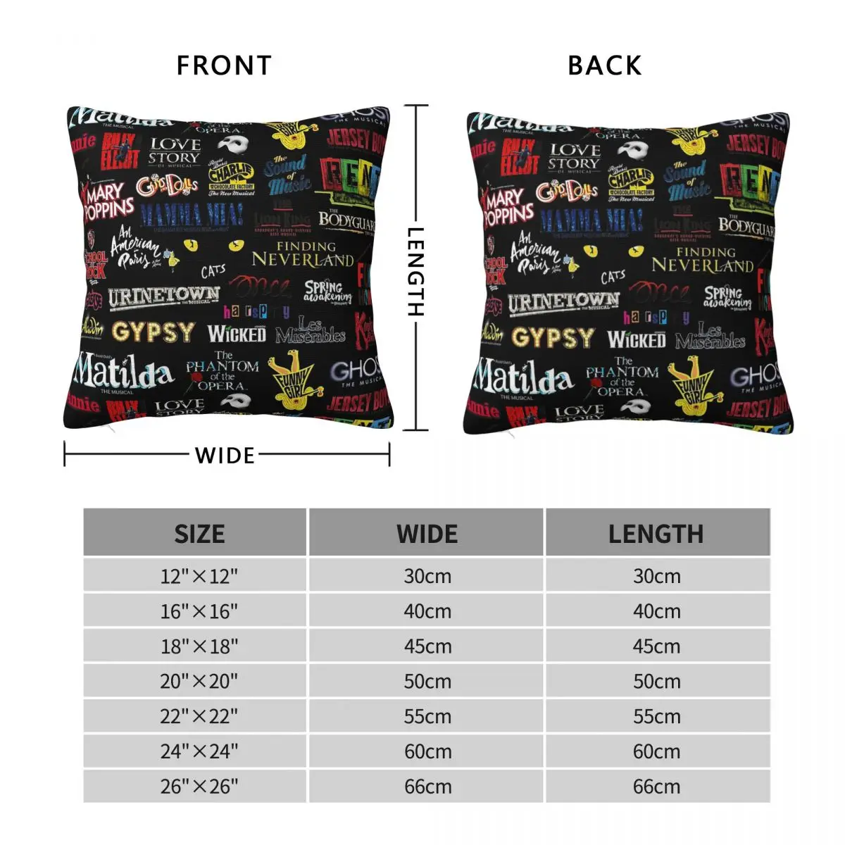 Musical Theatre Logo Collection Pillowcase Polyester Linen Velvet Creative Zip Decor Throw Pillow Case Sofa Seater
