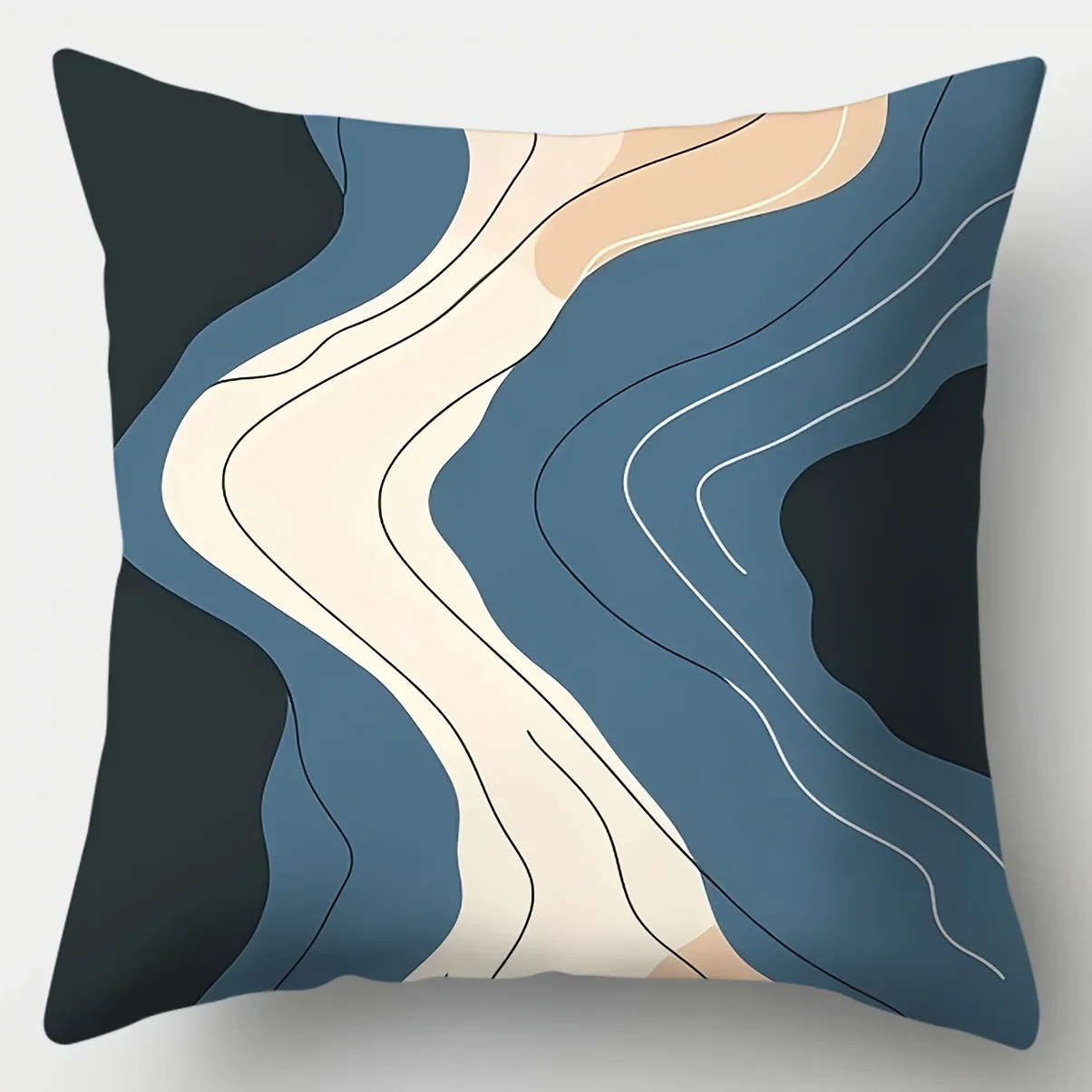 

Juego de fundas de almohada abstractas modernas de 4 piezas, - Estampado vibrante de una sola cara en negro, blanco, amarillo