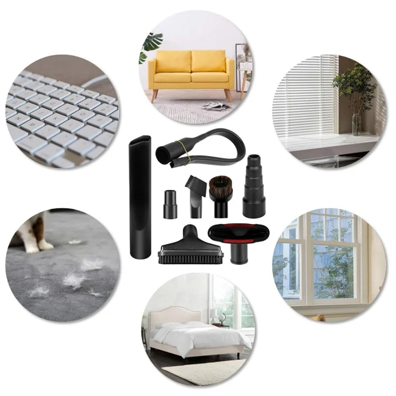 B58B-Household Cleaning Attachments 8 Pieces For Vacuum Cleaner- For Shop Vac Accessories-2 1/2 In To 1 1/4 In Hose Adapter