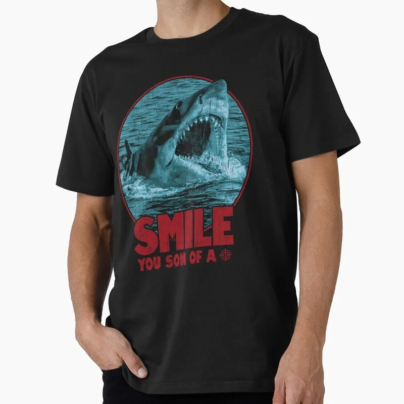 Jaws Smile Horror Movie Unisex T Shirt Retro Amity Island Great White Shark print Graphic Tops Short Sleeve Streetwear Tee S-6XL