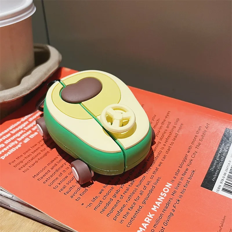 Cute Cartoon Avocado Twist Car Bluetooth Headphone Case For Airpods 1/2/3/Pro/Pro2 Headphone Case Airpods Accessory