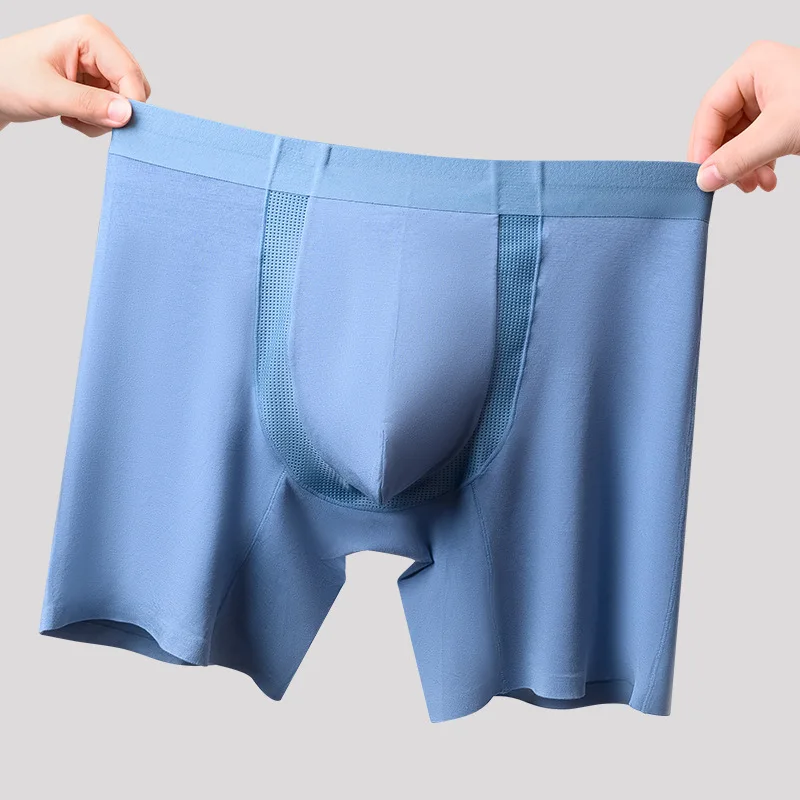 6XL Large Size Long Leg Boxer Short Men Breathable U Convex Panties Lengthened Anti-wear Sports Underpant Bamboo Fiber Underwear