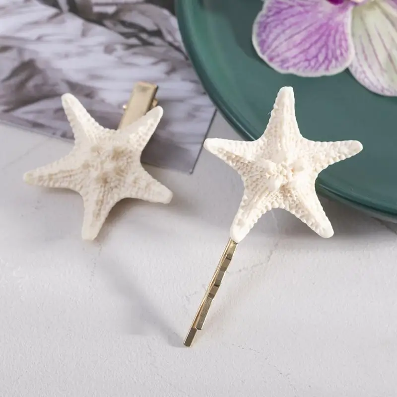 31BB 1 Set Unique Natural Sea Star Hairpin Ocean Theme Holiday Hair Decoration