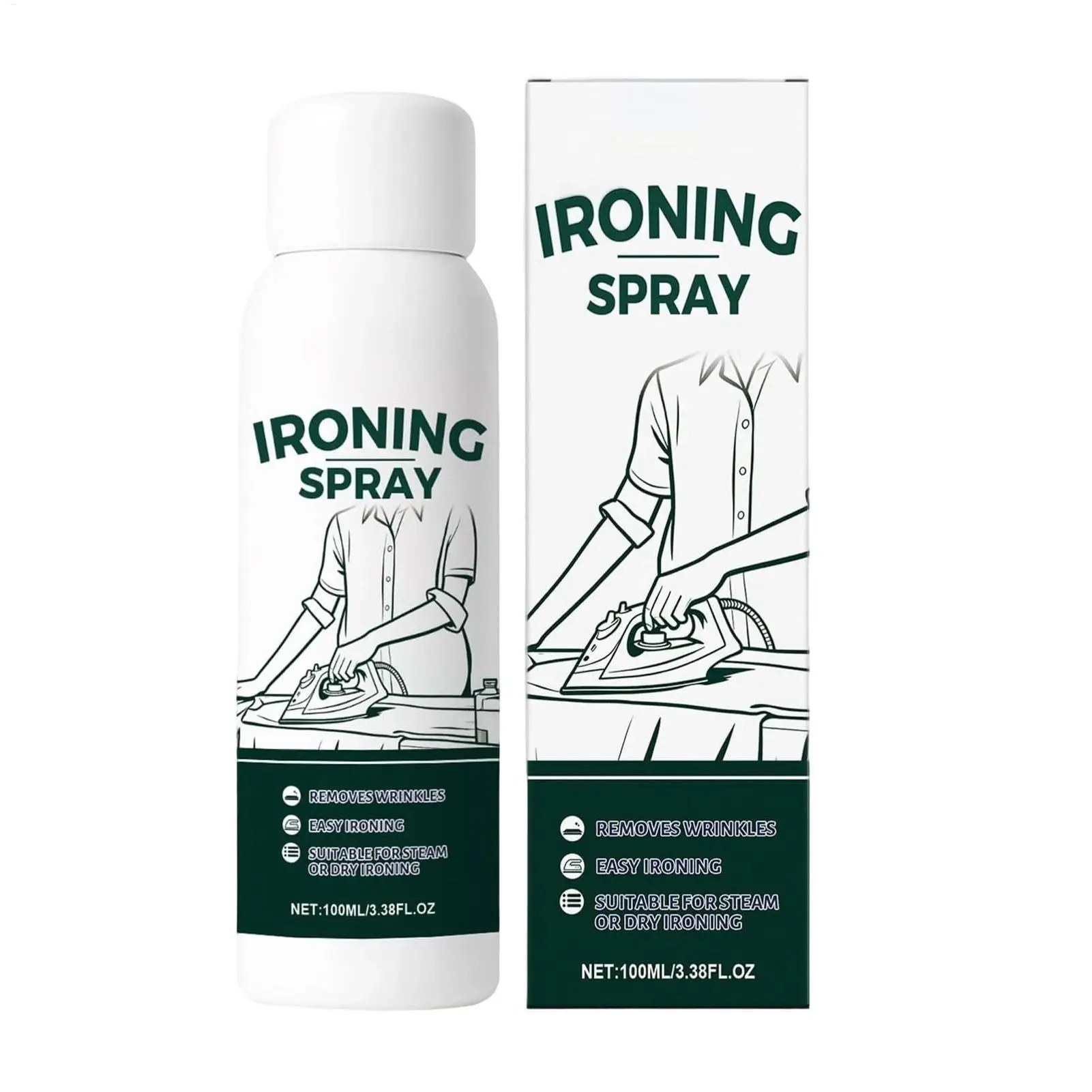 Ironing Starch Spray 100ml Travel Size Gentle Travel Fabric Static Guard Spray for Wool Cotton Linen Polyester Silk Clothing