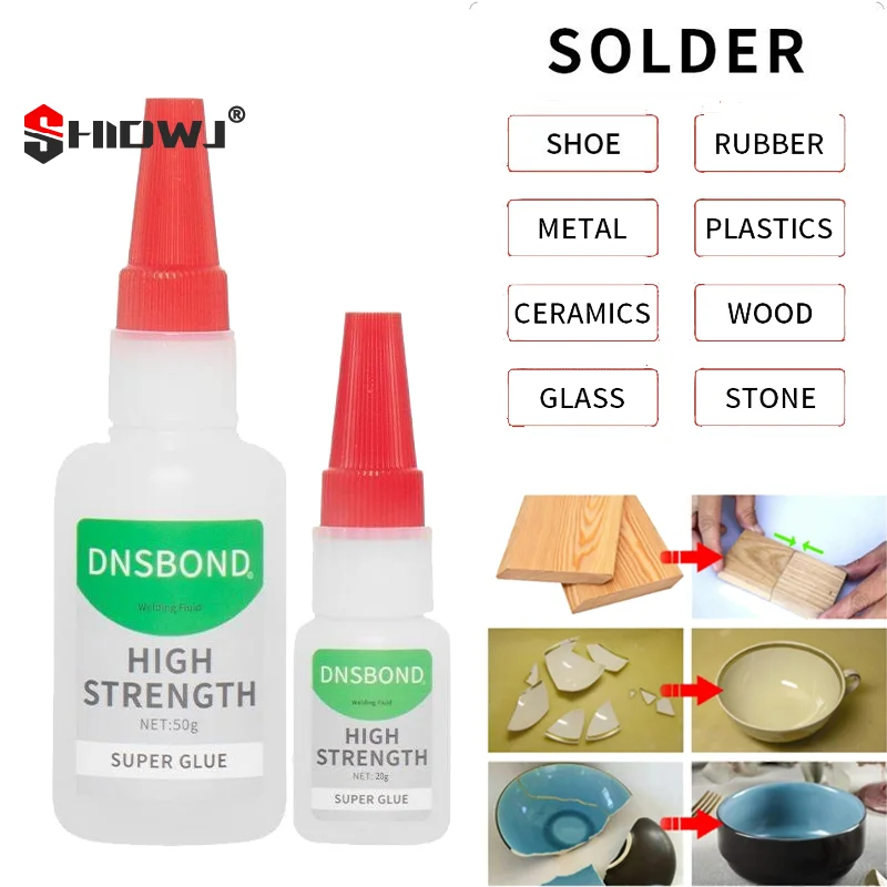 

20/50 г высокопрочный сварочный маслянистый суперклей, мгновенный клей, быстрый суперклей, универсальный прозрачный немаркирующий ремонтный прочный клей