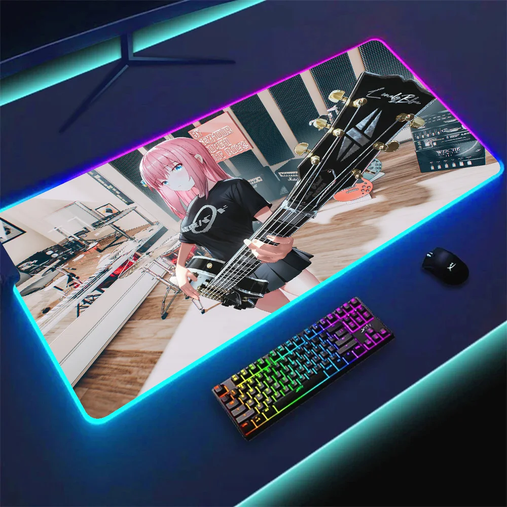 Imagem -04 - Grande Rgb Led Mouse Pad Bochi The Rock Mousepad Desk Mat Rubber Keyboard Mats Deskpad Xxl 40x90cm