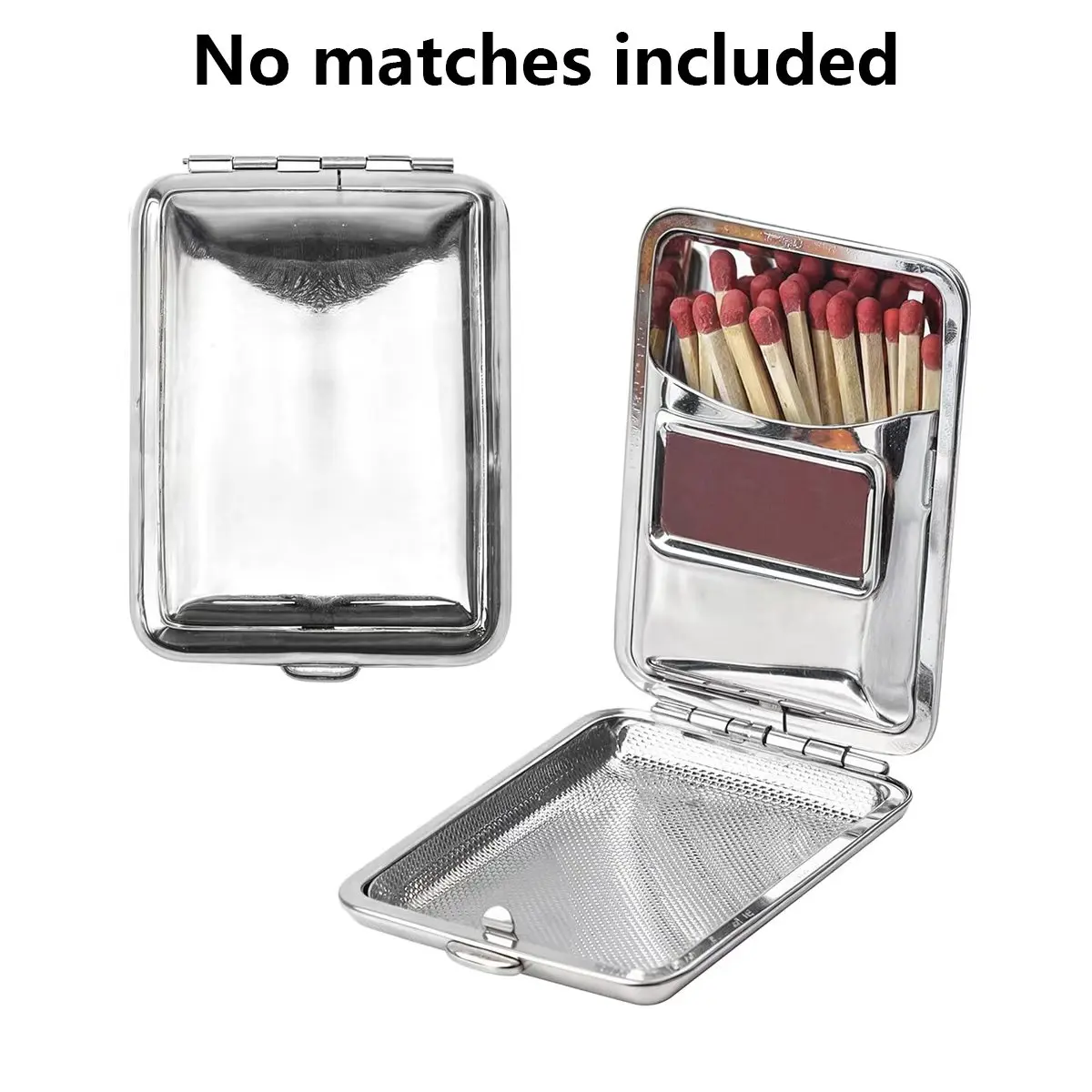 2 Pieces/1 Piece Metal Matchbox - Matches Not Included, Stainless Steel Match Storage Box, Mini Retro Portable Storage Container with Friction Strip, Reusable Waterproof One-Touch Igniter, Suitable for Fireplace Outdoor Camping