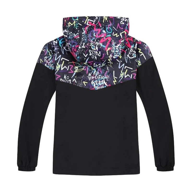 Dubbped Spring Autumn Girls Boys Jackets Waterproof Windbreaker Rains Graffiti Design Coat Polar Fleece Windproof Clothes 3-14Y