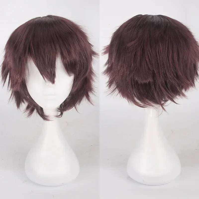 Spiky Short Cosplay Wig 30cm Black Synthetic Hair with Fluffy Ends for Anime Men Women Halloween Party Costume
