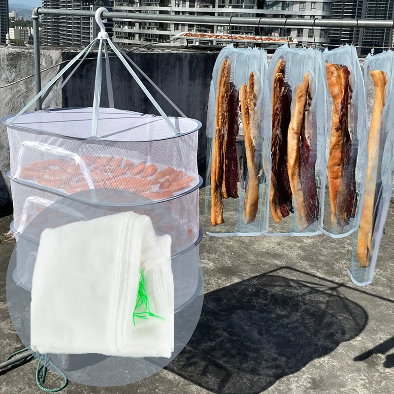 3pcs/set Anti-Insect Drawstring Mesh Bags Reusable Kitchen Storage Pouches for Ham Pork Fish, Shrimp Seafood Durable Organizer