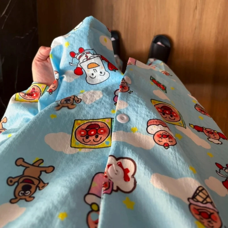 Anpanman Comfortable Home Clothing Outable Suit Long Sleeved Pants Kawaii Cartoon Clothes Cute Holiday Gifts for Boys and Girls