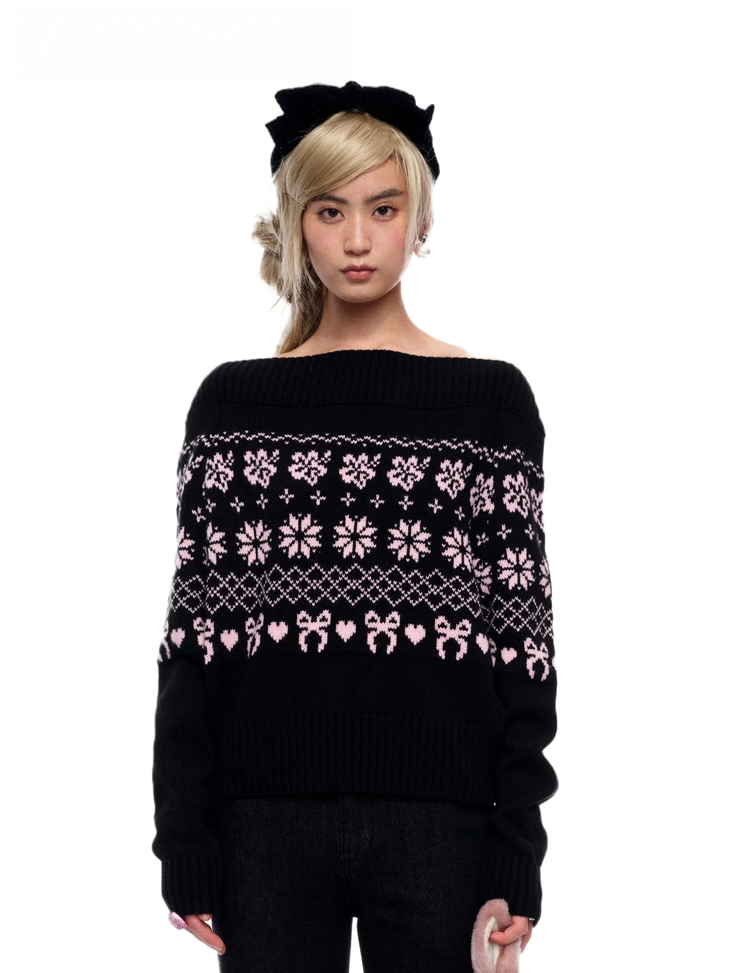 

Вязаный свитер с узором «Снежинка», на одно плечо, с круглым вырезом, мягкий, средней толщины, с длинными рукавами, для повседневной носки, для женщин