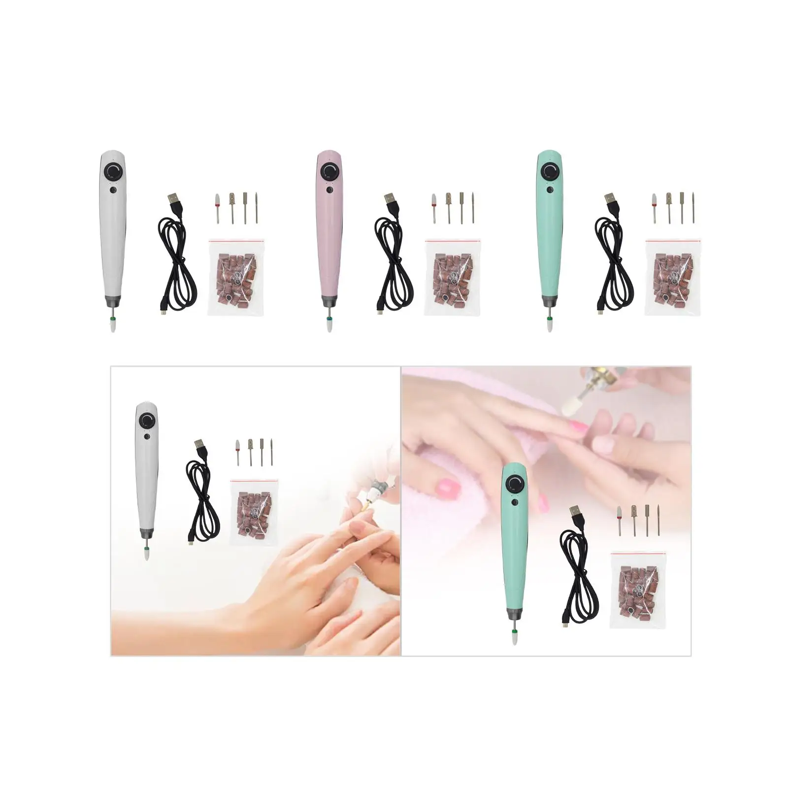 Electric Nail Drill Pen Sanding File Pen for Polishing Grinding Trimming