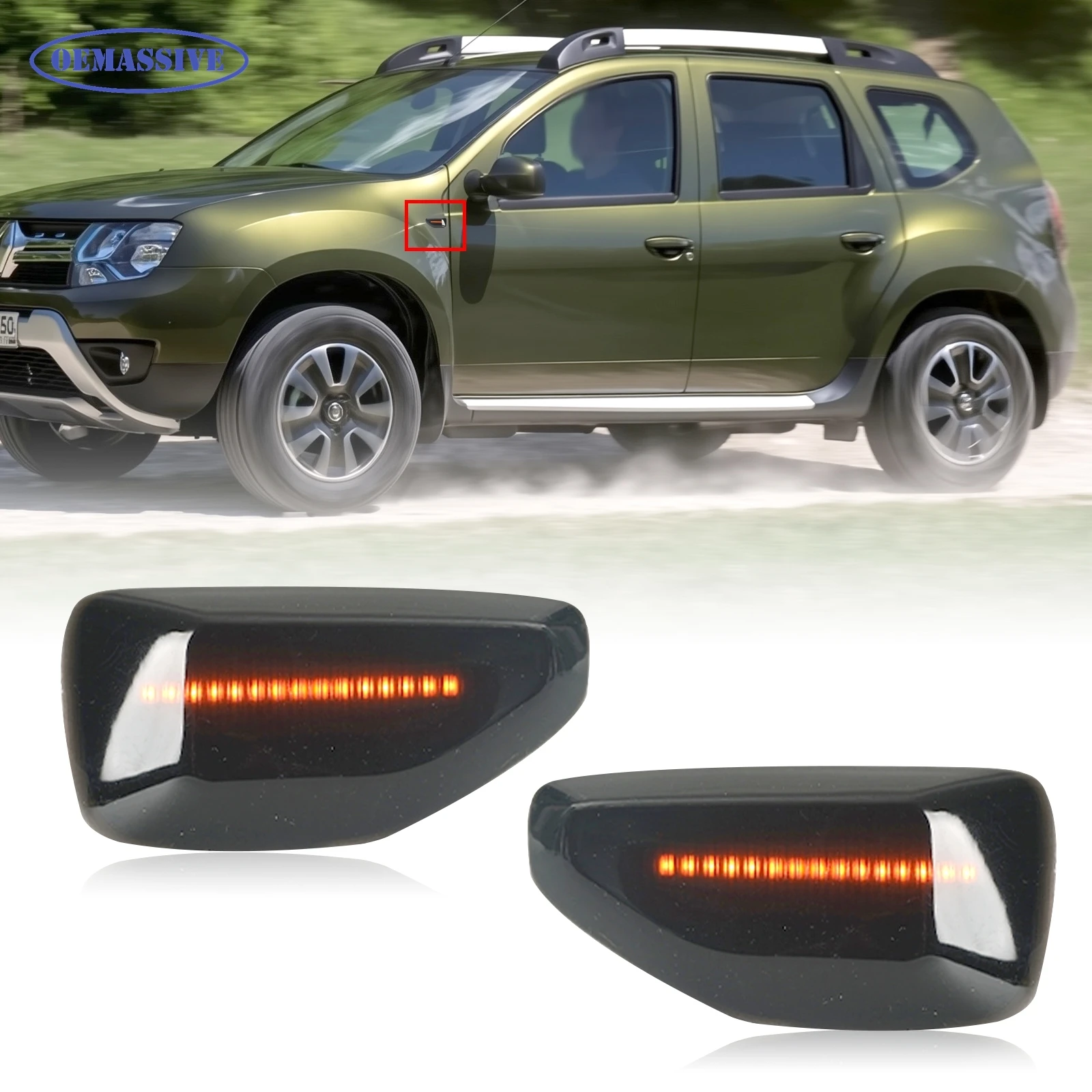 

For Dacia Duster Logan Sandero II Renault Car LED Dynamic Side Marker Light Sequential Turn Signal Blinker Lamp Emark Approved