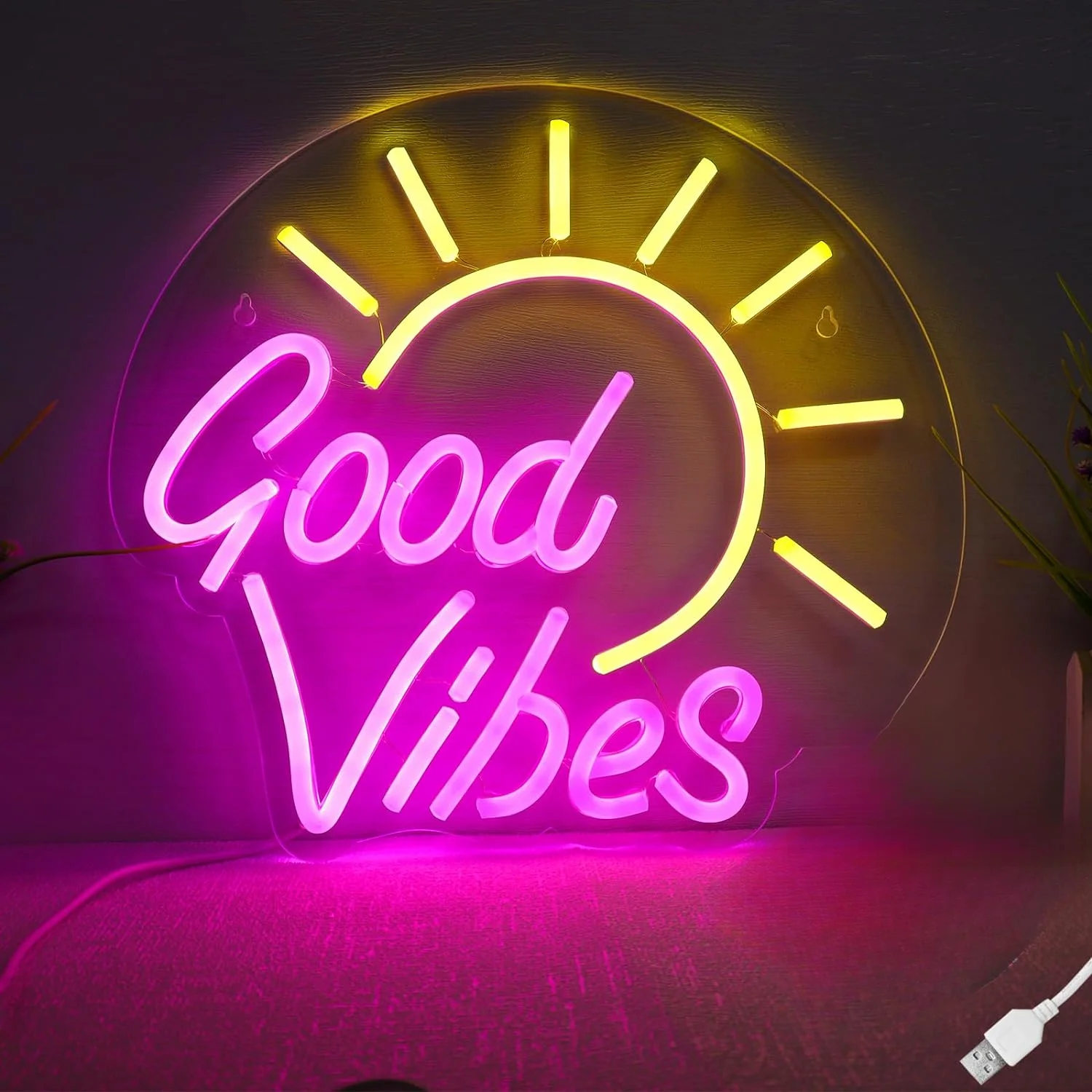 

Good Vibes Neon Sign LED Neon Light For Wall Decor Powered USB For Clothes shop Decor For Girl Bedroom Wedding Birthday Party