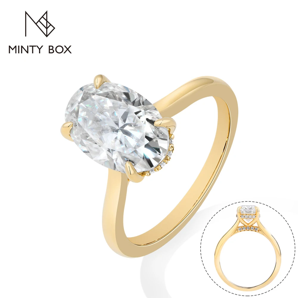 MINTYBOX Oval Cut 1.0-4.5CT Moissanite Rings for Women S925 Sliver Classic Sparkling Engagement Wedding Band Jewelry Top Quality