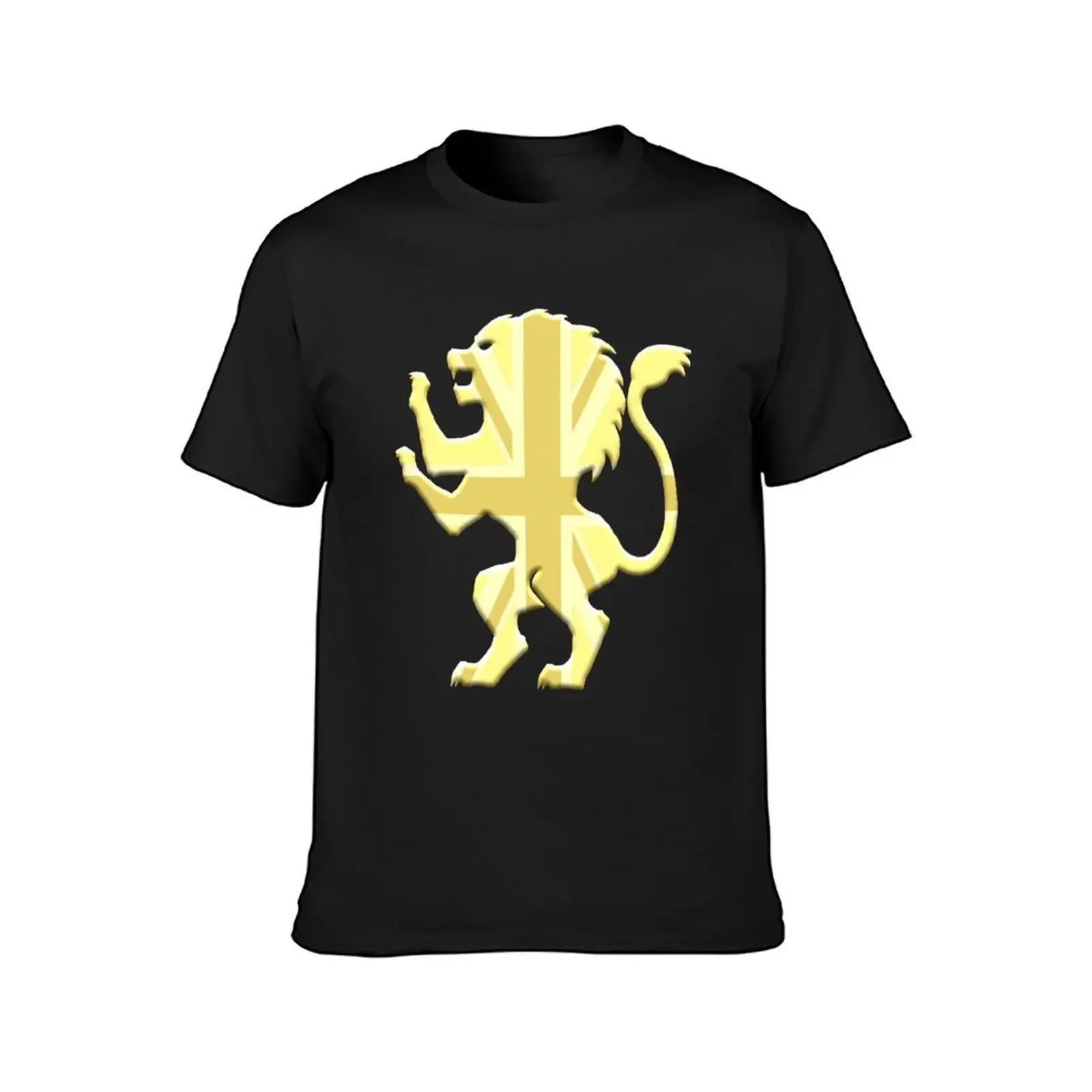 Golden Union Jack Lion Rampant T-Shirt blacks blue lock shirts graphic men clothings